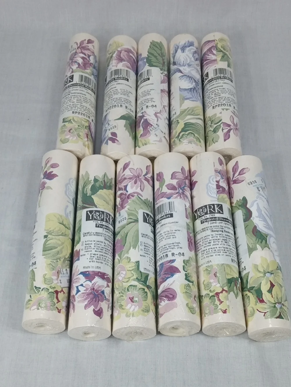 Vintage York Floral Wallpaper Border Rolls Lot Of 11